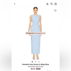 Amanda Uprichard Baby Blue Backless Maxi Dress